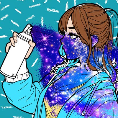 a realistic girl spray, painting