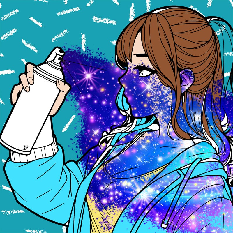 a realistic girl spray, painting