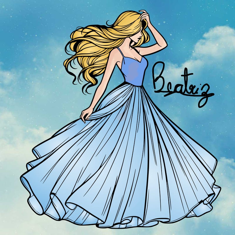 realistic woman with dress flowing in the wind