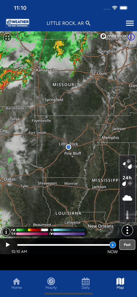 KATV Channel 7 weather radar map showing Little Rock Arkansas and surrounding regions