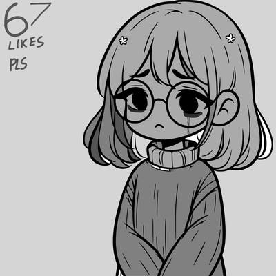 sad girl with glasses in a sweater