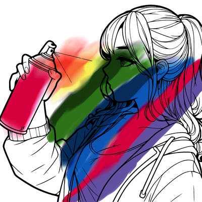 a realistic girl spray, painting