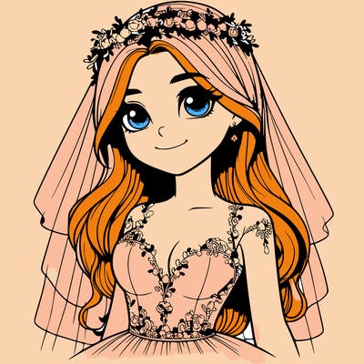 realistic girl in a wedding dress