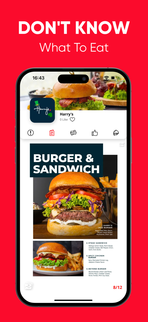 Pingo - Pingo app interface showing a restaurant menu with appetizing burger photos