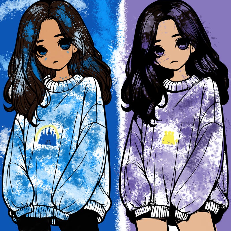 realistic girl with baggy sweater