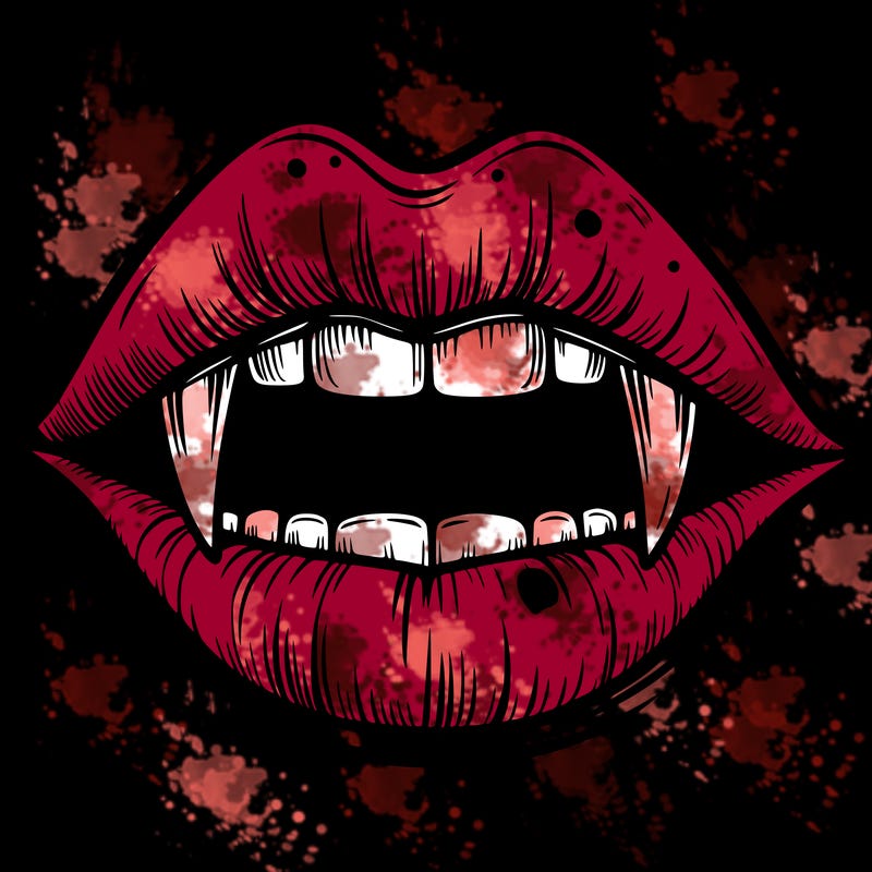 lips with vampire teeth