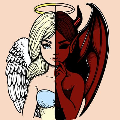 realistic angel half demon