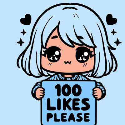 cute girl holding a sign saying 100 likes please