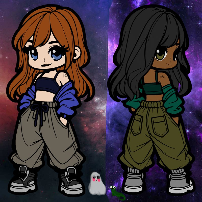 girl in crop top and baggy pants