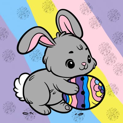 rabbit carrying an easter egg