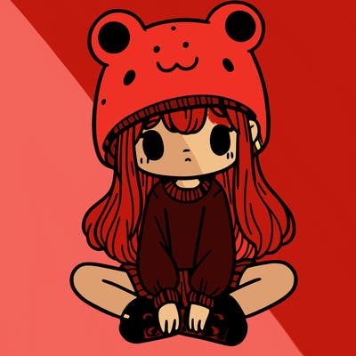 a girl wearing a frog hat and some frog socks