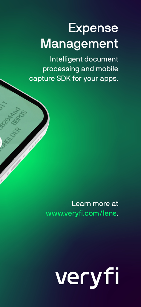 Veryfi Lens expense management and mobile document capture SDK interface