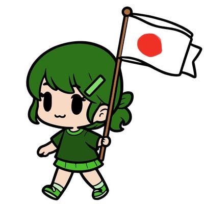 cute girl carrying blank flag