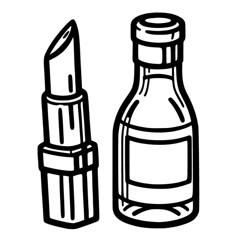 lipstick and wine bottle