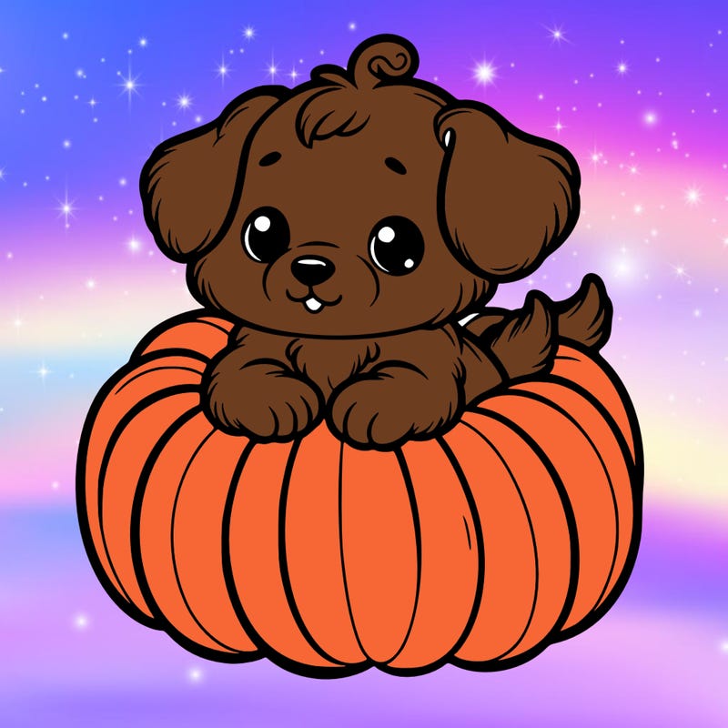 cute little puppy in a pumpkin