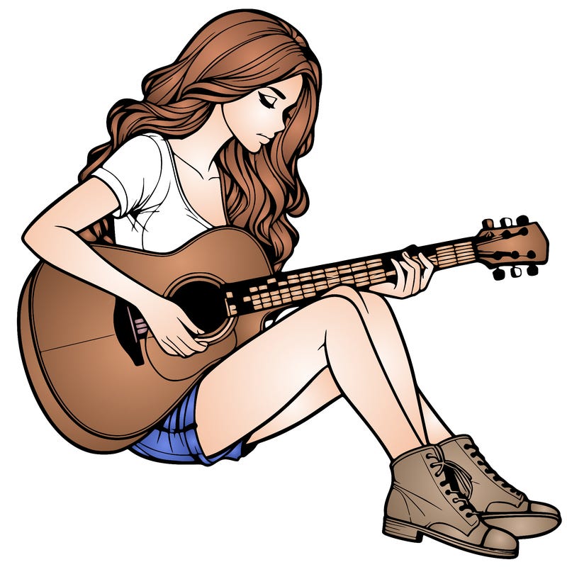 realistic woman play guitar