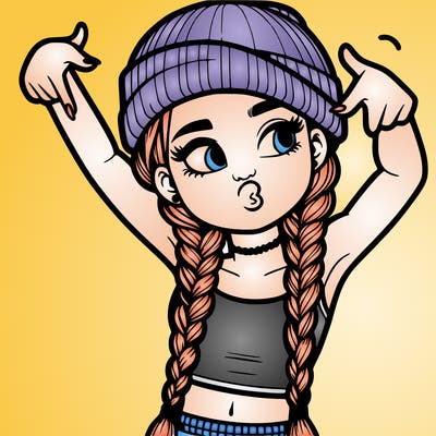 realistic teenage girl with braids and a beanie and crop top doing 🫶🏼