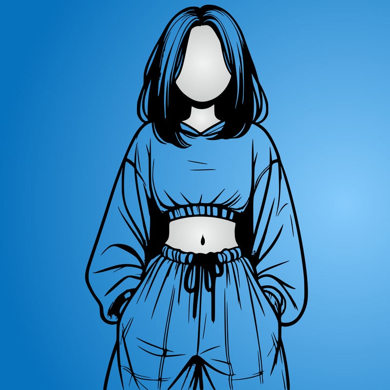 realistic girl faceless with baggy pants and a crop top