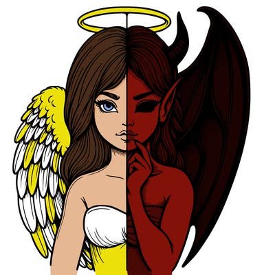 realistic angel half demon