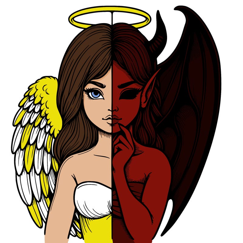 realistic angel half demon