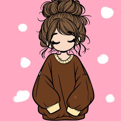 girl with baggy sweatshirt and messy bun