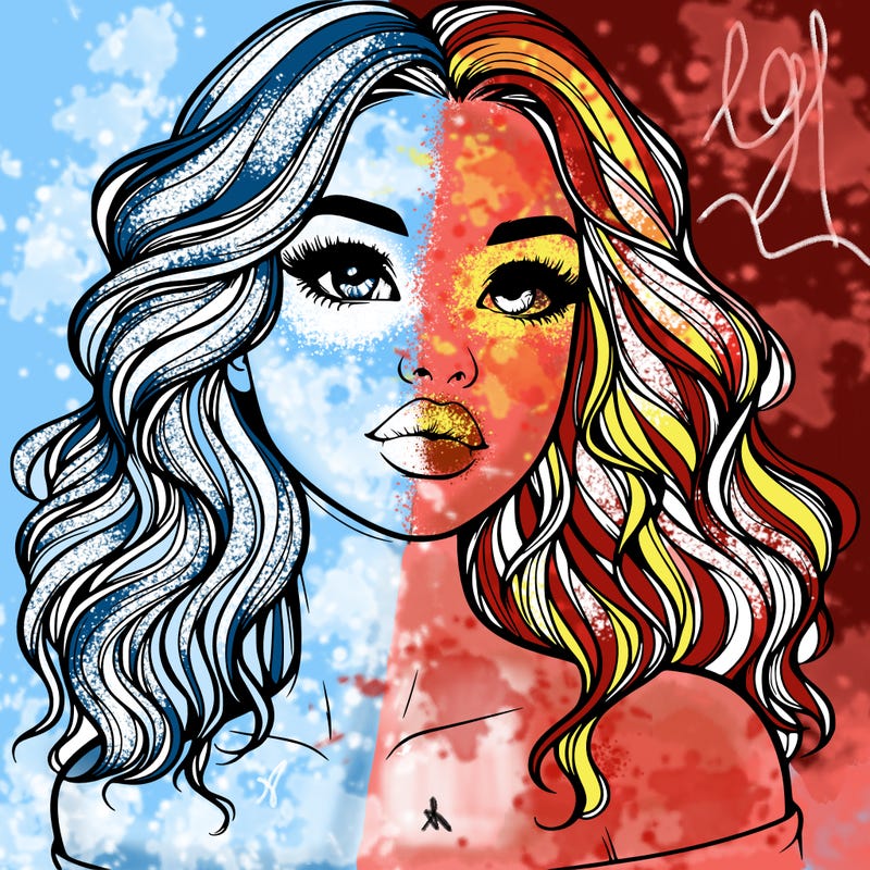 realistic girl with wavy hair and lips