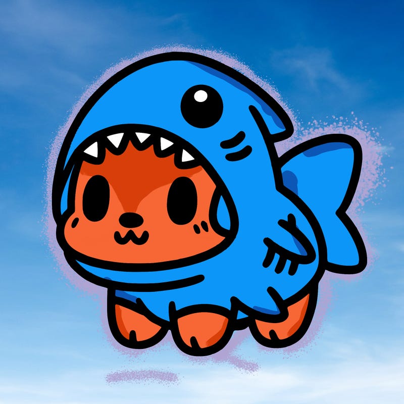 cute dog wearing a shark costume