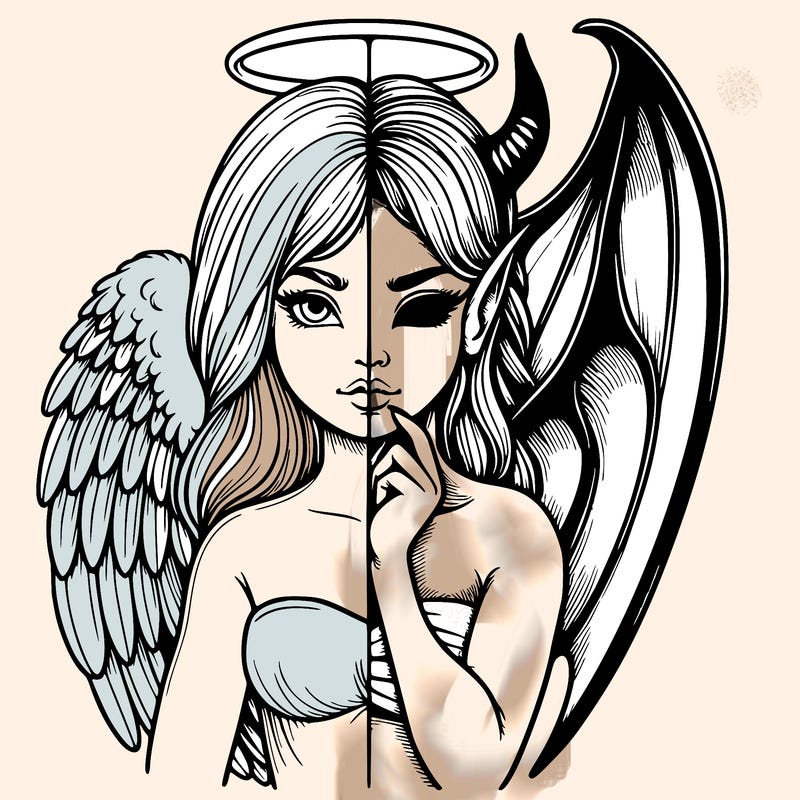 realistic angel half demon