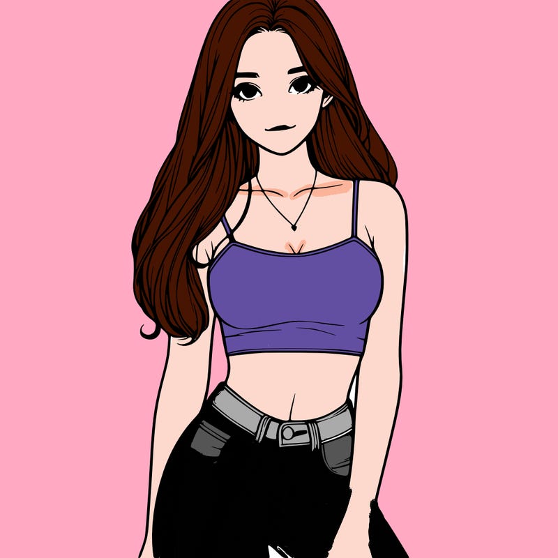 realistic girl wearing a crop top and jeans