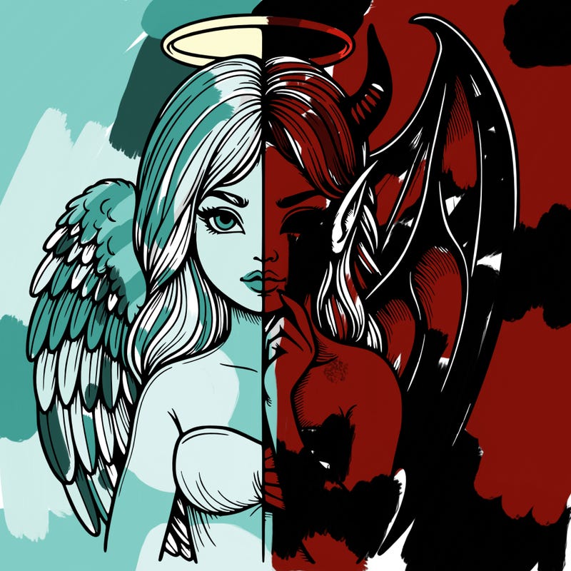 realistic angel half demon