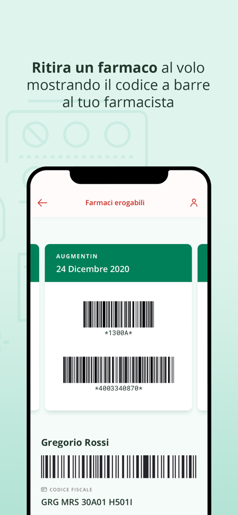 Digital medication prescription with barcode on the ER Salute mobile app