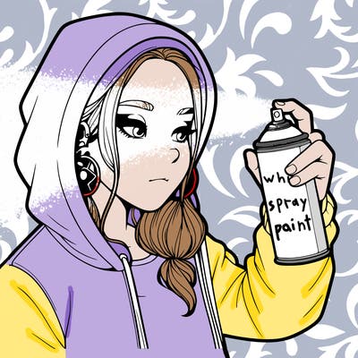 a realistic girl, spray painting