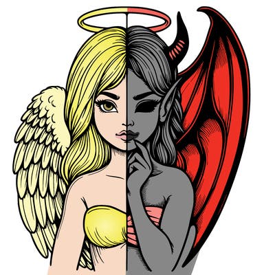 realistic angel half demon