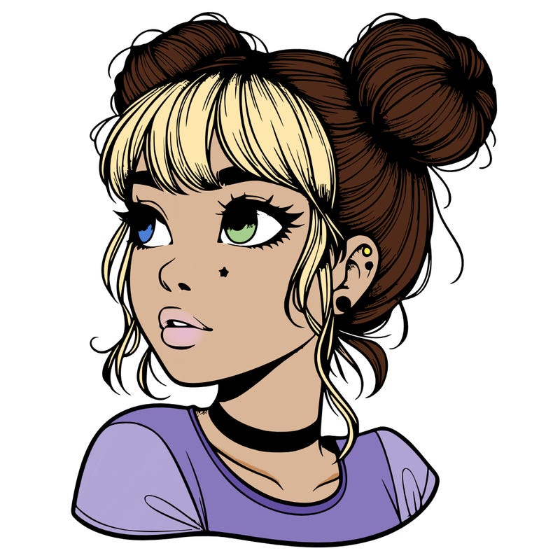 realistic girl with spacebuns