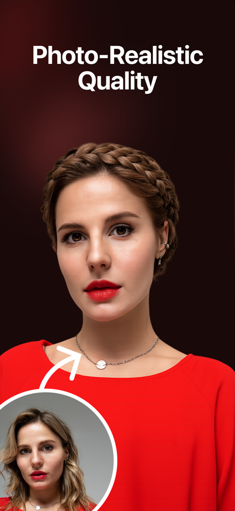 Hairstyle Try On & Hair AI - Before and after comparison showing high-quality AI-generated braided hairstyle on a woman.
