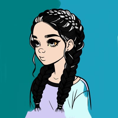 realistic girl with braids