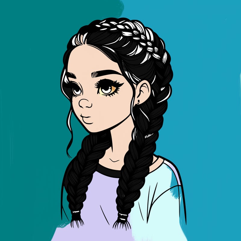 realistic girl with braids