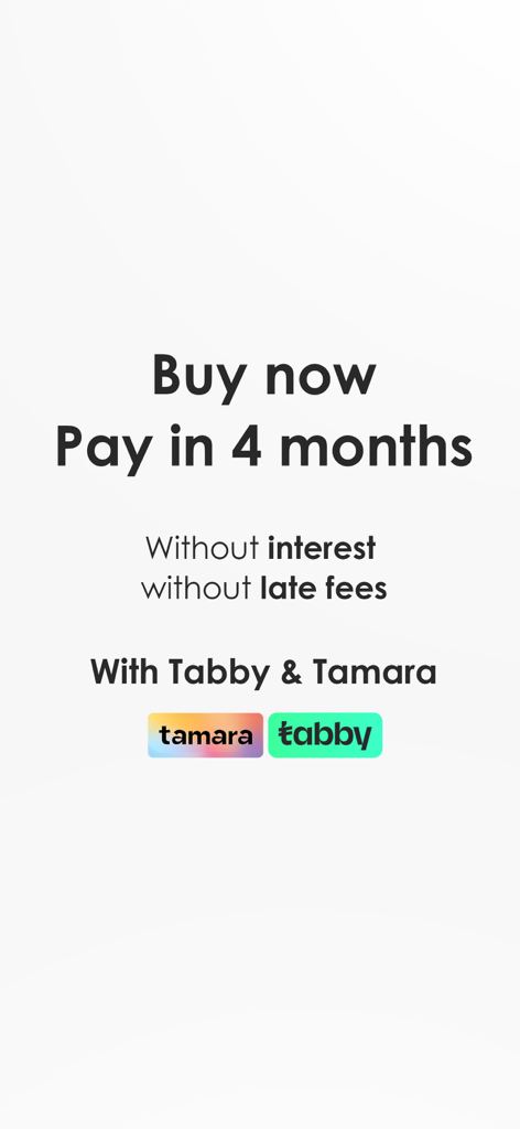 Jomla app buy now pay in 4 months interest free with Tabby and Tamara