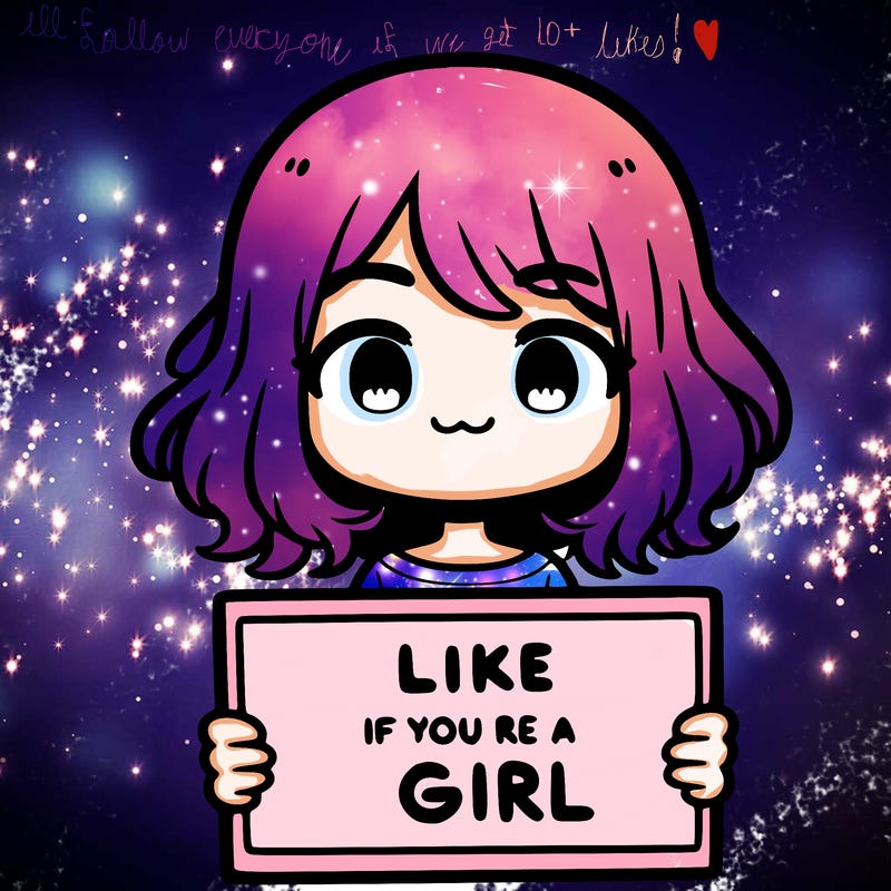 a cute girl holding a sign that says like if you’re a girl
