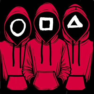 3 faceless people in  hoodies
