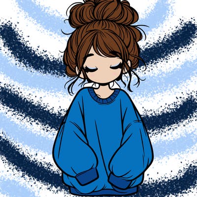 girl with baggy sweatshirt and messy bun