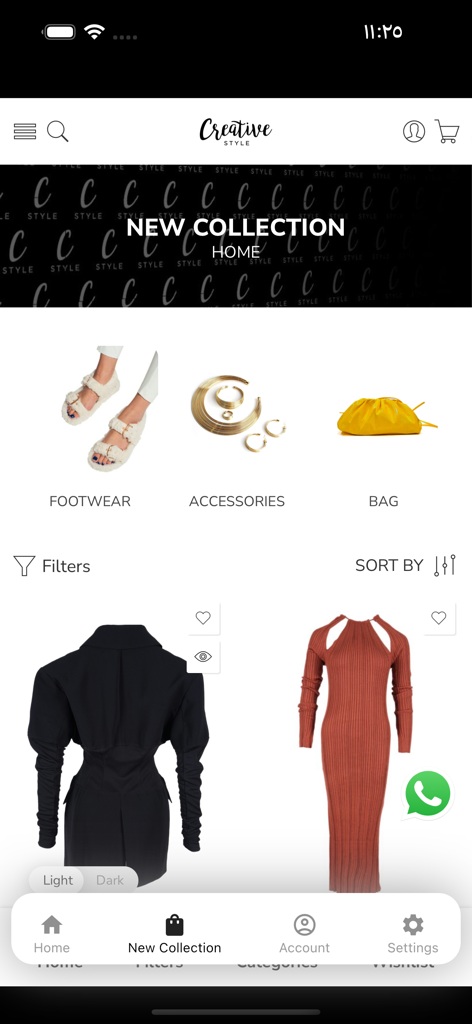 Creative Style - クリエイティブスタイルモバイルアプリに、フットウェアやドレスを含む新しいブティックファッションアイテムのコレクションが表示されています。