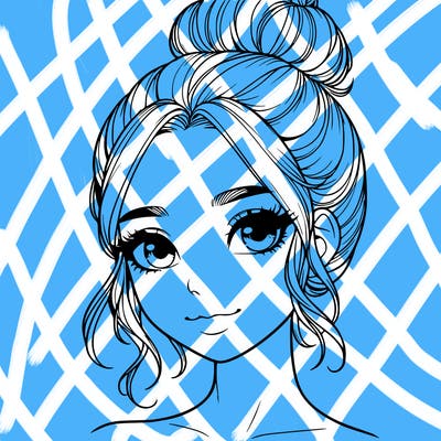 realistic pretty girl with hair in bun