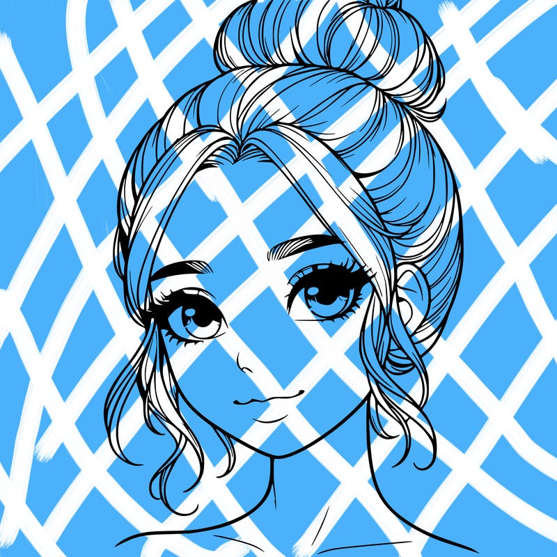 realistic pretty girl with hair in bun