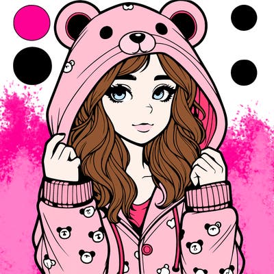 realistic girl in a animal pjs hoodie
