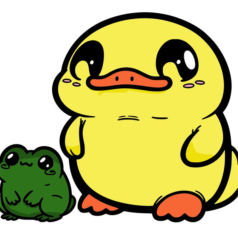 chibi chunky duck and frog