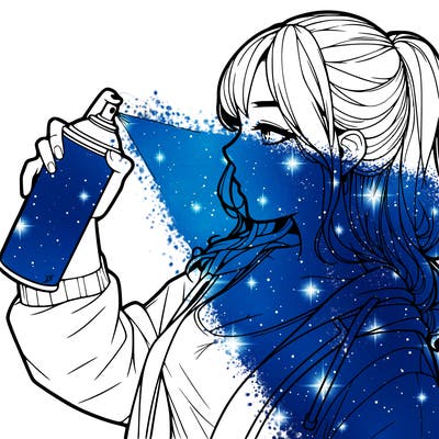 a realistic girl spray, painting