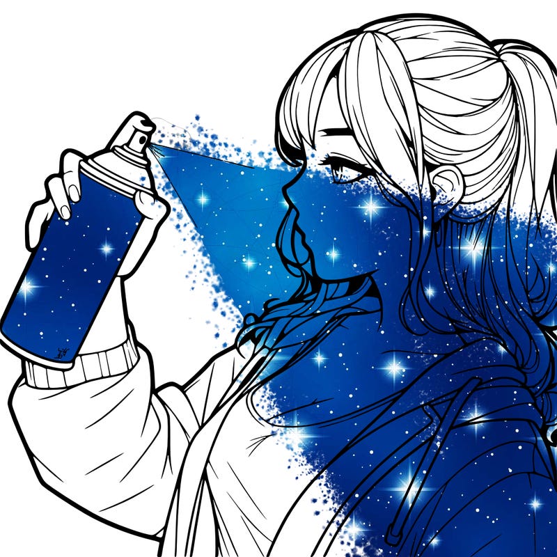 a realistic girl spray, painting