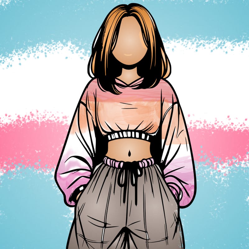 realistic girl faceless with baggy pants and a crop top