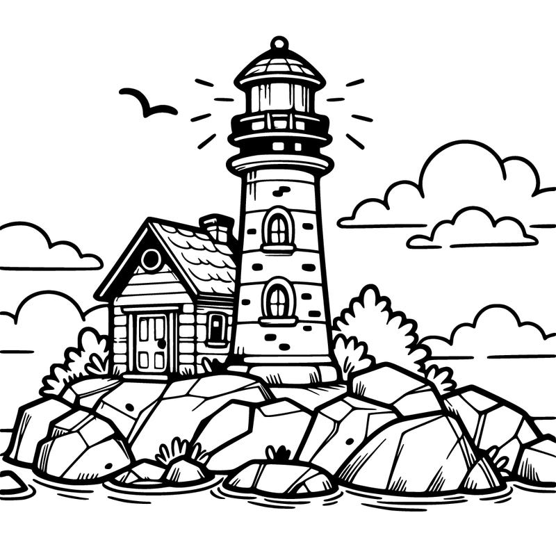 a lighthouse on a rock
